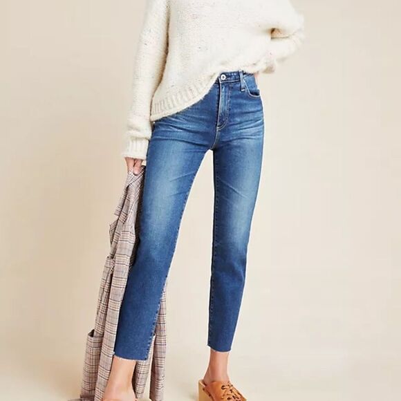 Anthro AG Adriano Goldschmied The Isabelle High Rise Straight Cropped Je… - Picture 1 of 10
